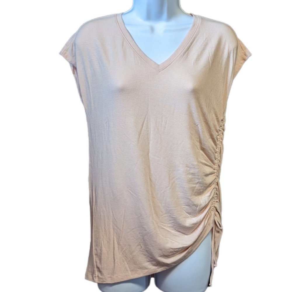 Simply Vera Vera Wang Blouse Short Sleeve Shirt Side Ruched Women's Size Small